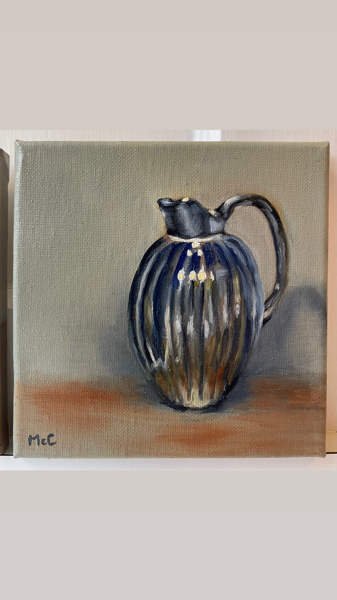 Silver Pitcher Still Life | Original Oil Painting | 6 x 6 inches with optional frame