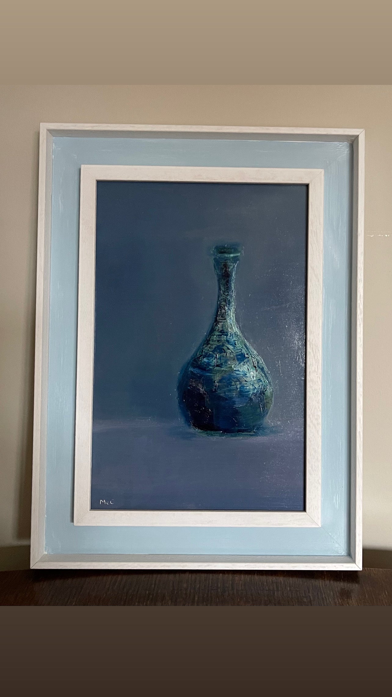 Blue Vase Contemporary Still Life | Original Oil Painting with optional frame | 8 x 11.75 inches