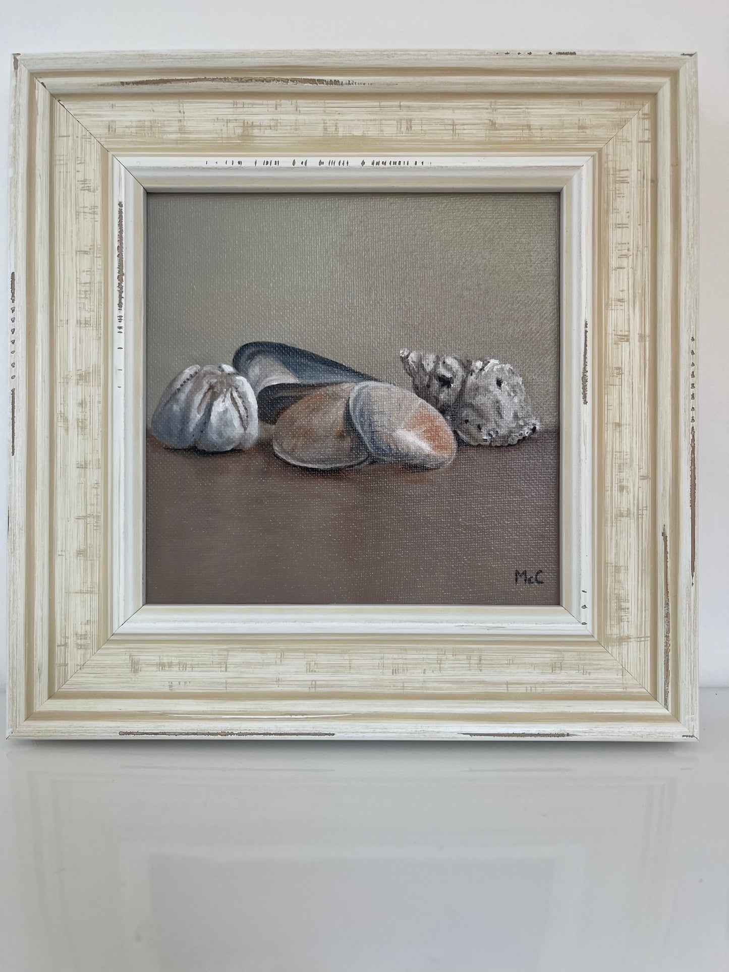 Beach Shells Still Life | Original Oil Painting | 6 x 6 inches with optional frame