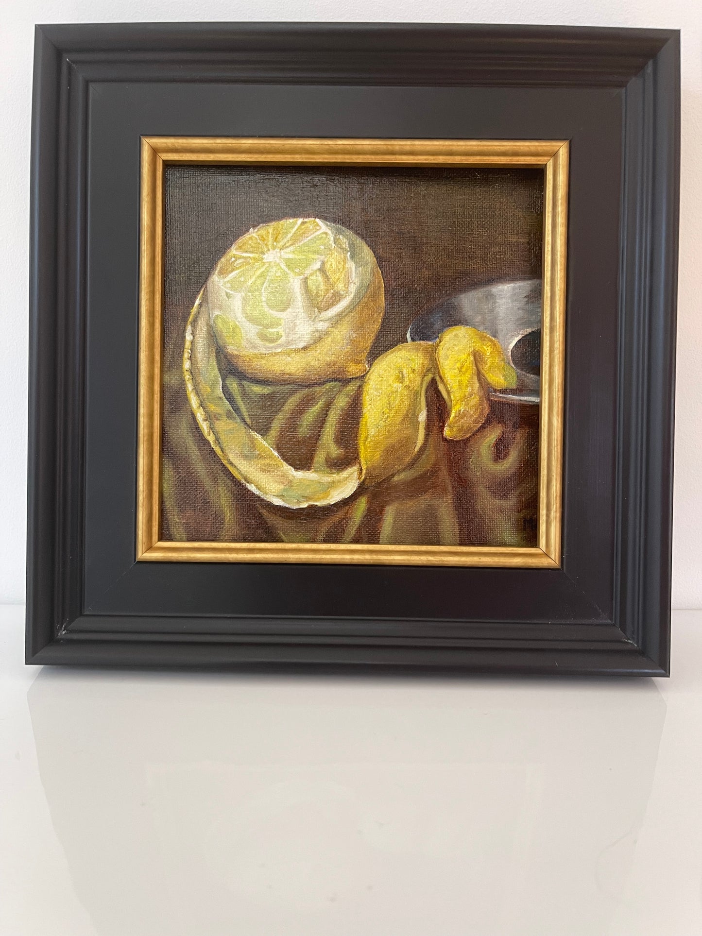 Peeled Lemon Still Life Mini Master | Original Oil Painting | 6 x 6 inches with optional frame