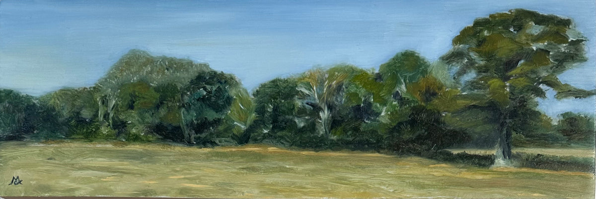 Line of Trees in Summer | Original Oil Painting | 4 x 12 inches