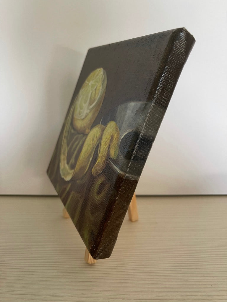 Peeled Lemon Still Life Mini Master | Original Oil Painting | 6 x 6 inches with optional frame