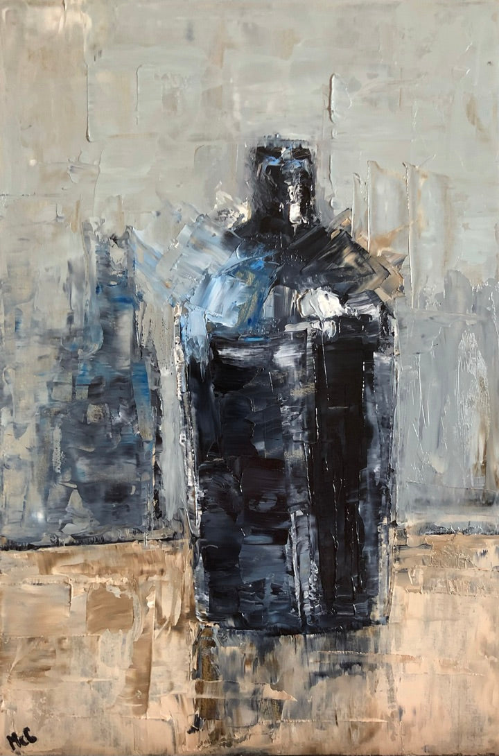 Abstract still life blue glass bottle