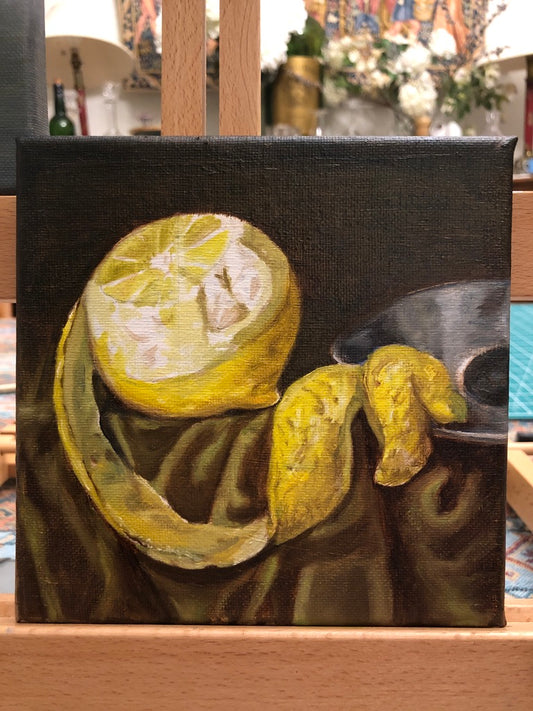 Lemon still life painting