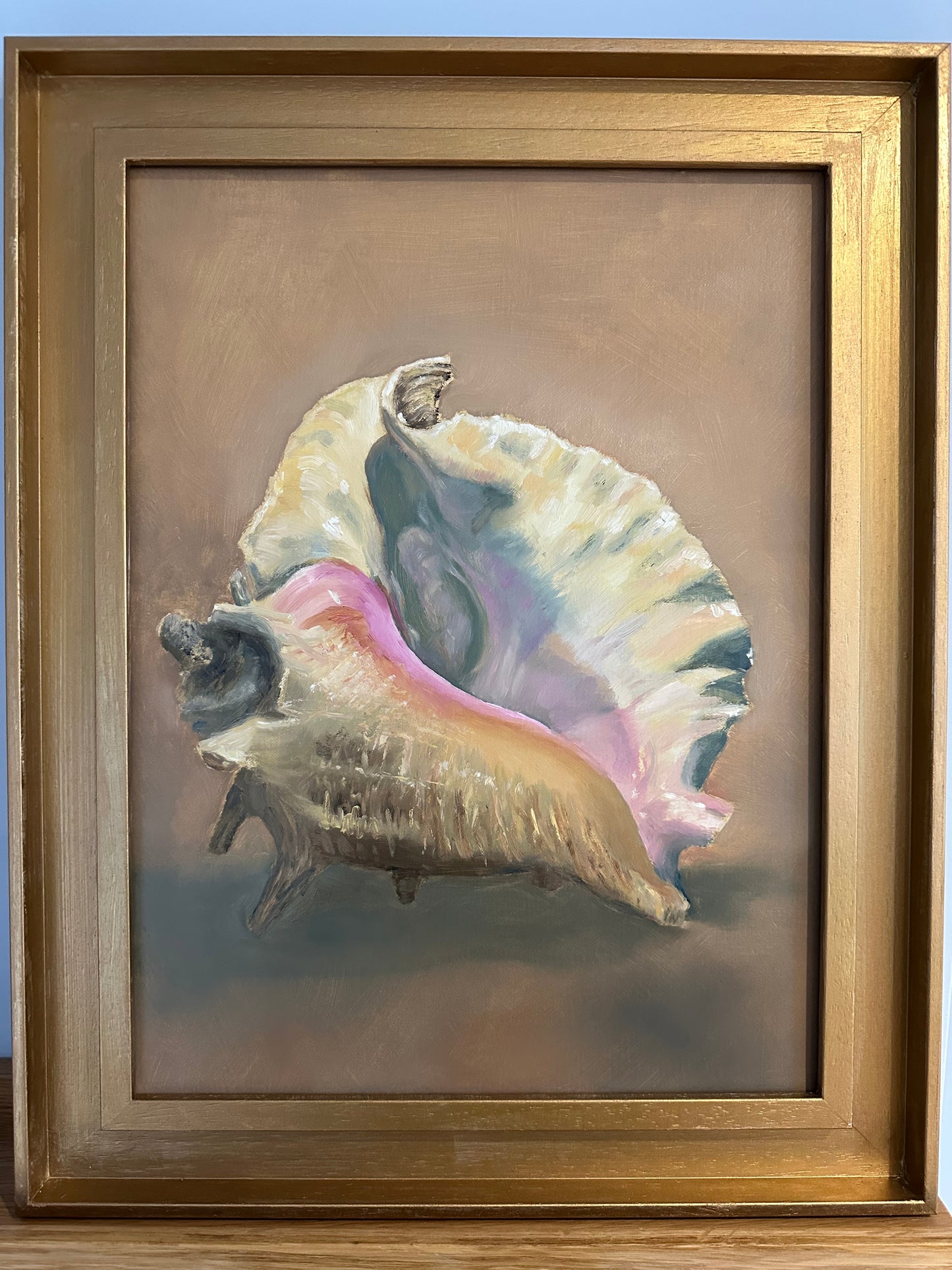 Conch Shell #1 | Original Oil Painting with optional gold frame | 16 x 12 inches