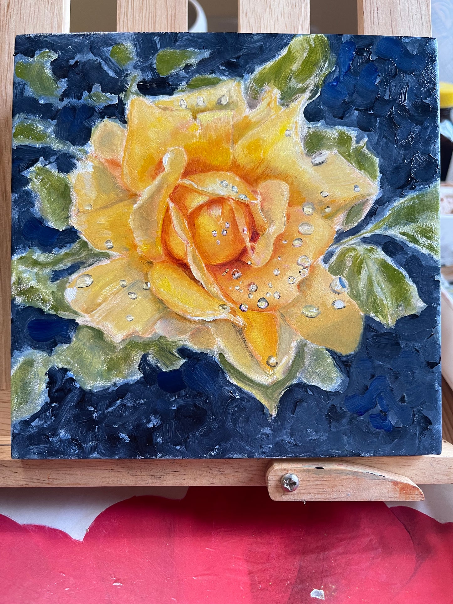 Yellow Rose Still Life | Original Oil Painting | 6 x 6 inches