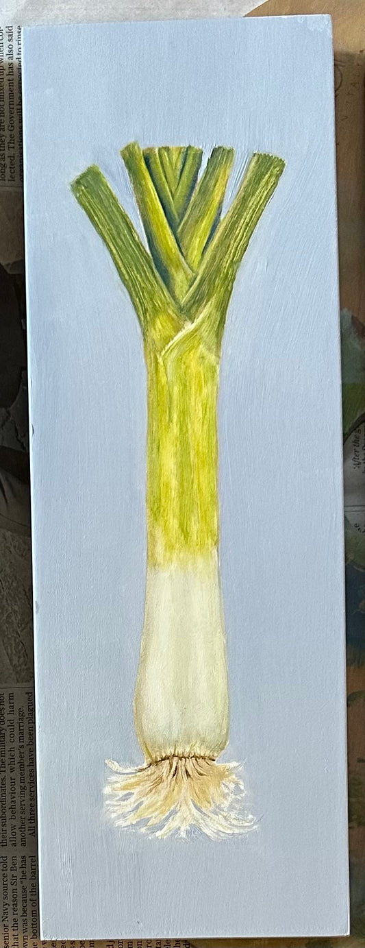 Leek | Original Oil Painting | 4 x 12 inches