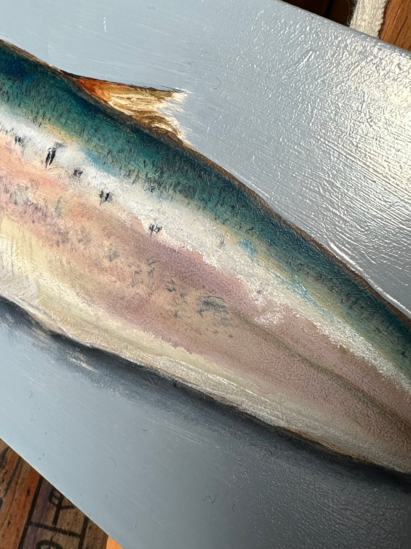 A Pair of Mackerel | Original Oil Painting Set of 2 | 4 x 12 inches