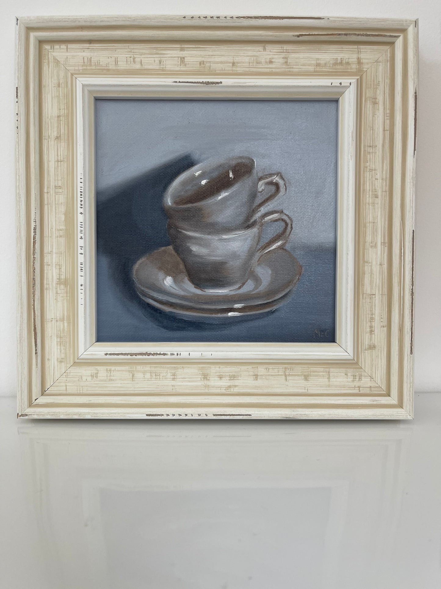 Stacked Cups Still Life | Original Oil Painting | 6 x 6 inches with optional frame