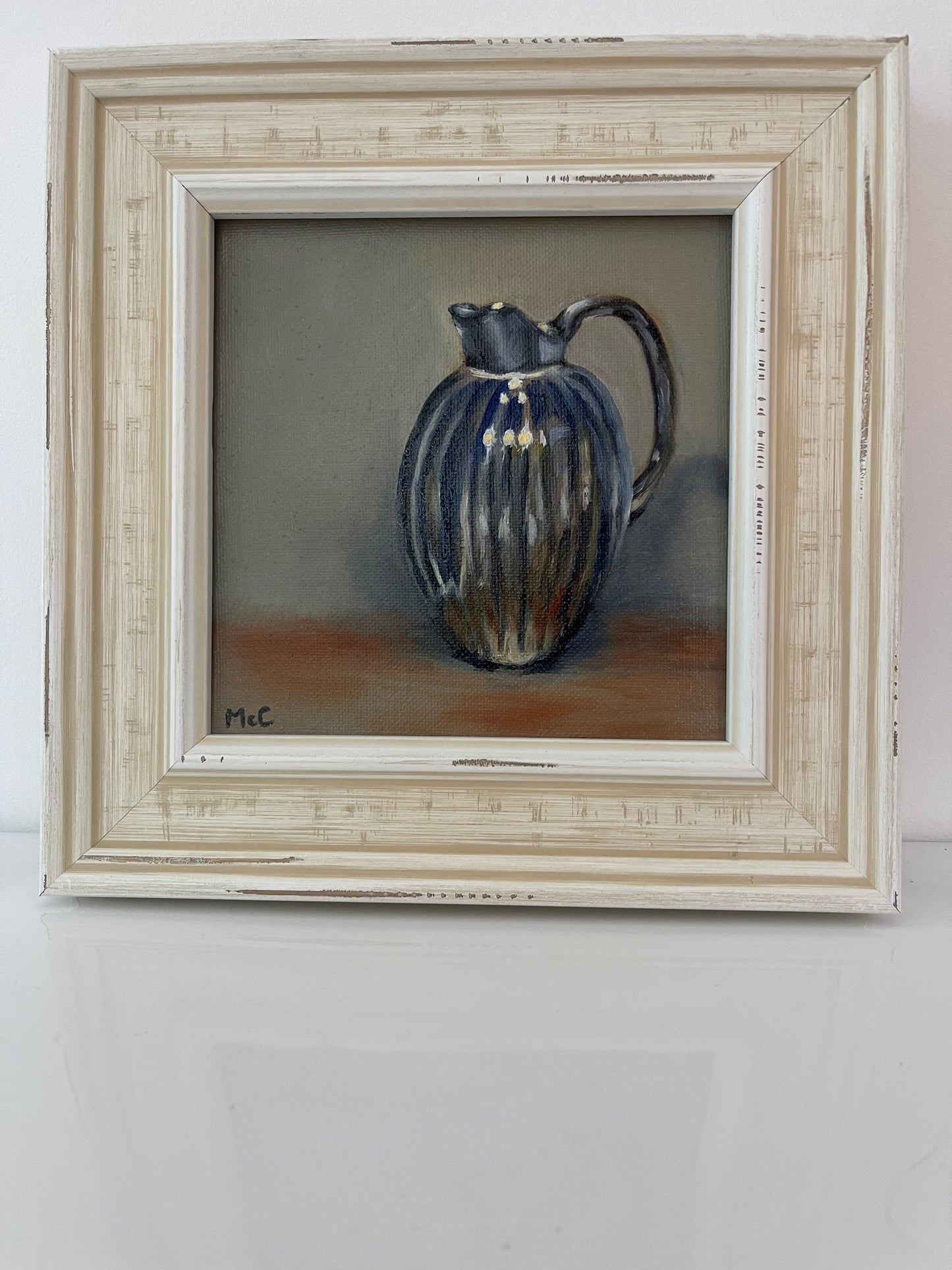 Silver Pitcher Still Life | Original Oil Painting | 6 x 6 inches with optional frame
