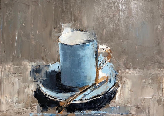 Abstract still life blue coffee cup