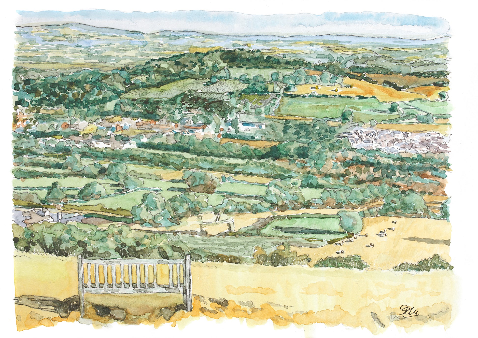 Selsley Common to Doverow Hill Watercolour